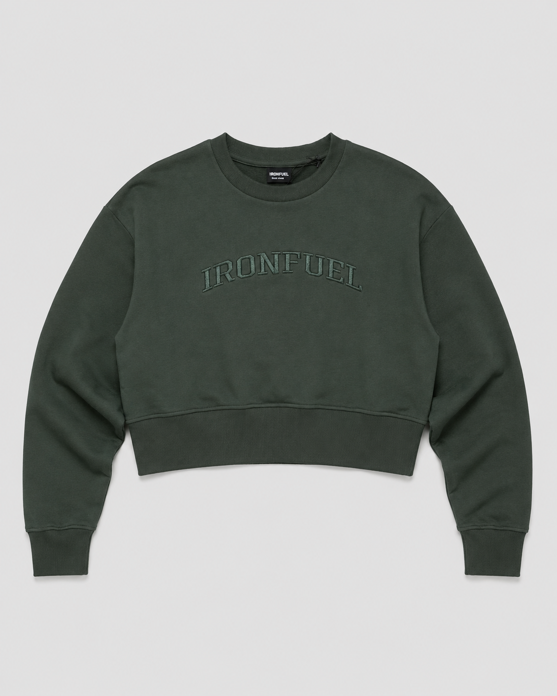 IRONFUEL Embossed Crop Crew | Premium Women's Fleece
