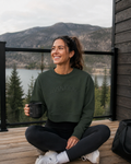 IRONFUEL Embossed Crop Crew | Premium Women's Fleece